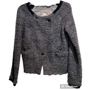 Free People Women’s 10% Wool Lined Jacket Pockets 3 Button Tweed M